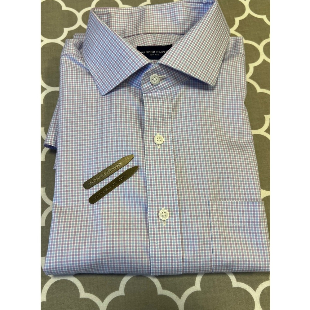 Men's Proper‎ Cloth Button Down Dress Shirt-18"Neck 27" Sleeve-100% Cotton